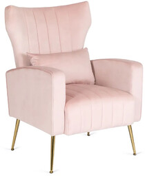 Elior Różowy welurowy fotel w stylu glamour -
