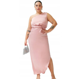 TRENDYOL RÓŻOWA SUKIENKA NA JEDNO RAMIĘ Z WIĄZANIEM