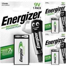 3X Akumulatorek Energizer 6F22 9V Ni-mh 175MAH 8,4V