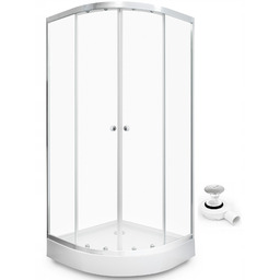 Kabina prysznicowa półokrągła 90x90 Chrom z Brodzikiem Syfon