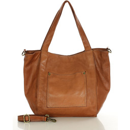 Shopperka torebka skórzana miejska - MAZZINI brąz camel