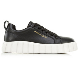 Damskie sneakersy ze skóry na grubej podeszwie czarno-złote