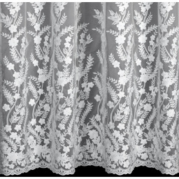 Firana biała zdobiona kwiatowym haftem FKBE-01