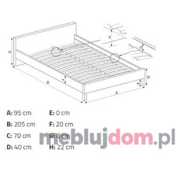 Łóżko bez stelaża LIMA Halmar 90x200, Dąb sonoma
