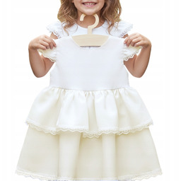 Sukienka Ecru na Chrzest bez rękawków Sukieneczka