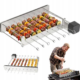 Grill Elektryczny Ogrodowy Obrotowy 360° Usb 10 Szaszłyków