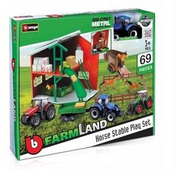 Stajnia Dla Koni Metalowy Traktor Zestaw Farma Bburago