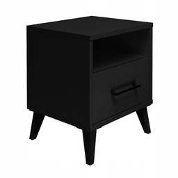 Czarna Szafka Nocna Zmontowana Stolik Nocny do sypialni