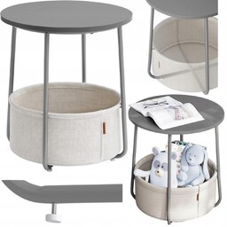 Stolik Okrągły Kawowy Nocny z Koszem Boczny Stolik