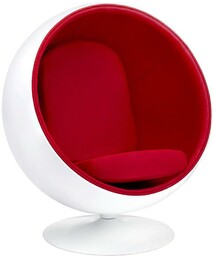 Fotel ball biało-czerwony - włókno szklane, wełna king