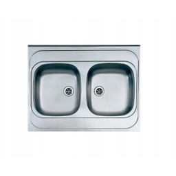 Zlewozmywak Dwukomorowy Nakładany Naszafkowy Kuchenny Stalowy 80x60 cm