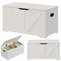 Drewniana Duża Skrzynia Do Przechowywania Biała Kufer