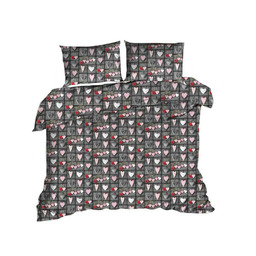 Karo Pościel bawełniana 160x200 617E Serduszka Serca Szare