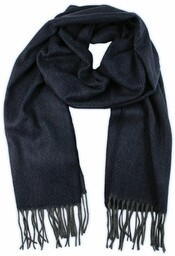 Szalik z Frędzlami, Granatowy w Jodełkę Miękki, Firmy