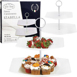 PATERA PORCELANOWA NOWOCZESNA BIAŁA 2 POZIOMOWA TACKA