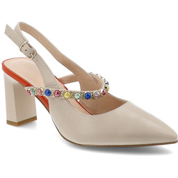 S.Barski Sandały damskie, z odkrytą piętą wykonane ze