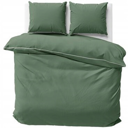 Pościel 140x200 Jednobarwna Zielona Makosatyna Bawełna Lamówka Premium
