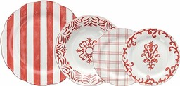 Tognana Riviera, Serwis potraw 18 sztuk, porcelana, czerwony