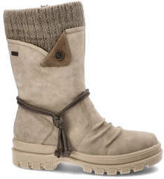 Beżowe Śniegowce Rieker Ocieplane Buty Damskie