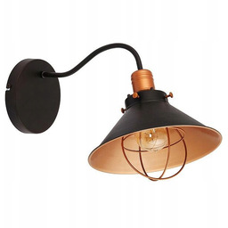 Lampa Ścienna Garret Miedziany Czarny Metalowy Klosz 1xE27