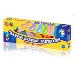 Farby plakatowe ASTRA 12 kolorów 20 ml pastelowe