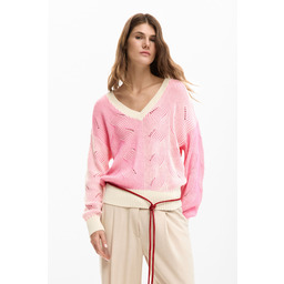 Dwukolorowy sweter z dzianiny