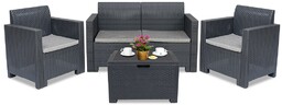 Zestaw technorattanowy Nebraska Coffee Box 4 antracytowy Bica