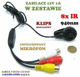 Mini Kamera Przewodowa Dzienno-Nocna (8x Black IR) 1000TVL,