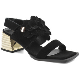 S.Barski Sandały damskie, ze skóry naturalnej zamszowej