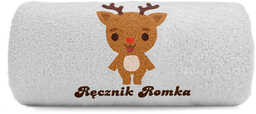 Duży ręcznik kąpielowy 70x140 z reniferem dla dziecka