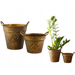 Donica Duża Złota Metalowa stare złoto postarzana 2