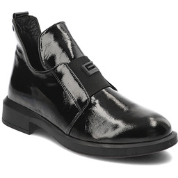 Bombonella Czarne Botki Eleganckie Lakierowane Obuwie Damskie