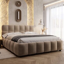 Łóżko tapicerowane z pojemnikiem 4583G 140x200 Welur Ciemny