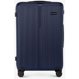 Średnia walizka z ABS-u w drobne paski granatowa