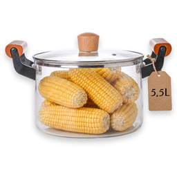 Szklany Garnek Żaroodporny 5,5 l Z Pokrywką