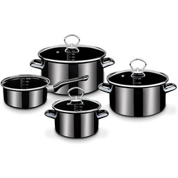 Gsw Zestaw Garnków, Emalia, Czarny, 4 Sztuki