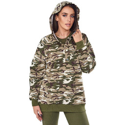 Komplet 3-częściowy moro bluza, top i legginsy khaki