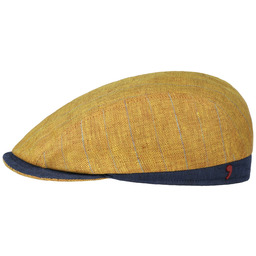Kaszkiet Lniany Stripes by Alfonso D Este, musztardowy,