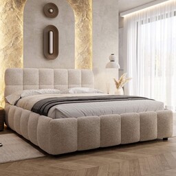 Łóżko tapicerowane z pojemnikiem 4583G 180x200 Boucle Biały