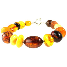 Bransoletka z bursztynu kolorowe kamienie