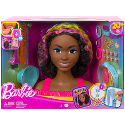 Barbie Głowa do stylizacji Neonowa tęcza Kręcone włosy