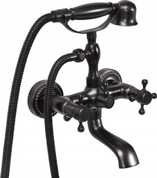 Bateria Wannowa Czarna Kran Mosiądz Retro Black 1