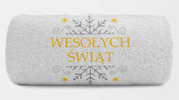 Duży ręcznik kąpielowy 70x140 na prezent świąteczny Wesołych
