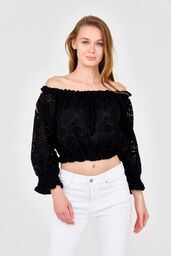 GUESS Damski czarny crop top, Rozmiar S