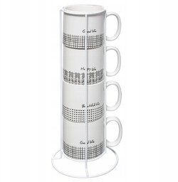 Filiżanki ceramiczne na stojaku Stylowe 4x 240 ml