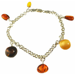 Bransoletka z wielokolorowymi bursztynami