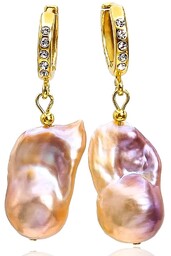 Kolczyki Prawdziwe Perły Duże Pearl Flameball Multicolor Gold