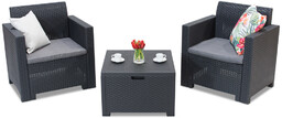 Zestaw technorattanowy Nebraska Terrace Box 2 antracytowy ze