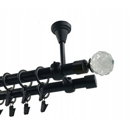 Karnisz podwójny Metalowy Sufit 19+19 Czarny Mat 300cm