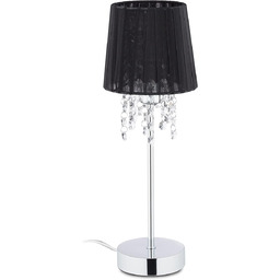 Relaxdays Lampa stołowa kryształowa, abażur z organzy, okrągła